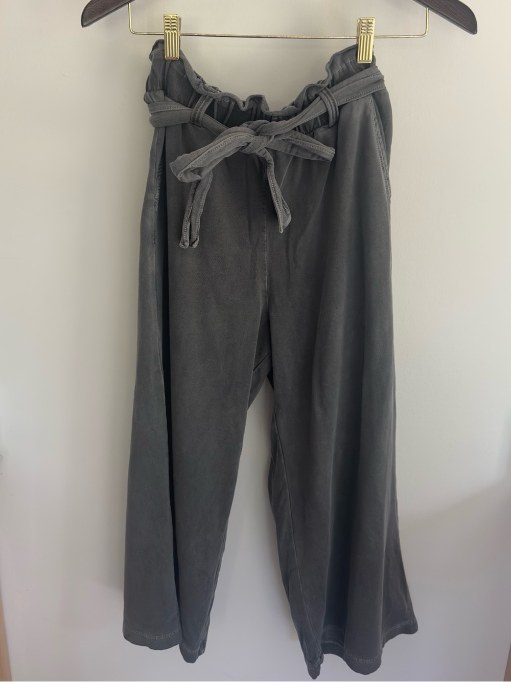 Nordstrom Slate Gray Bunch Waist Cropped Wide Leg Pants Size XS
